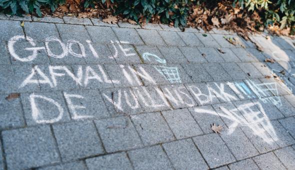 krijttekening op de stoep